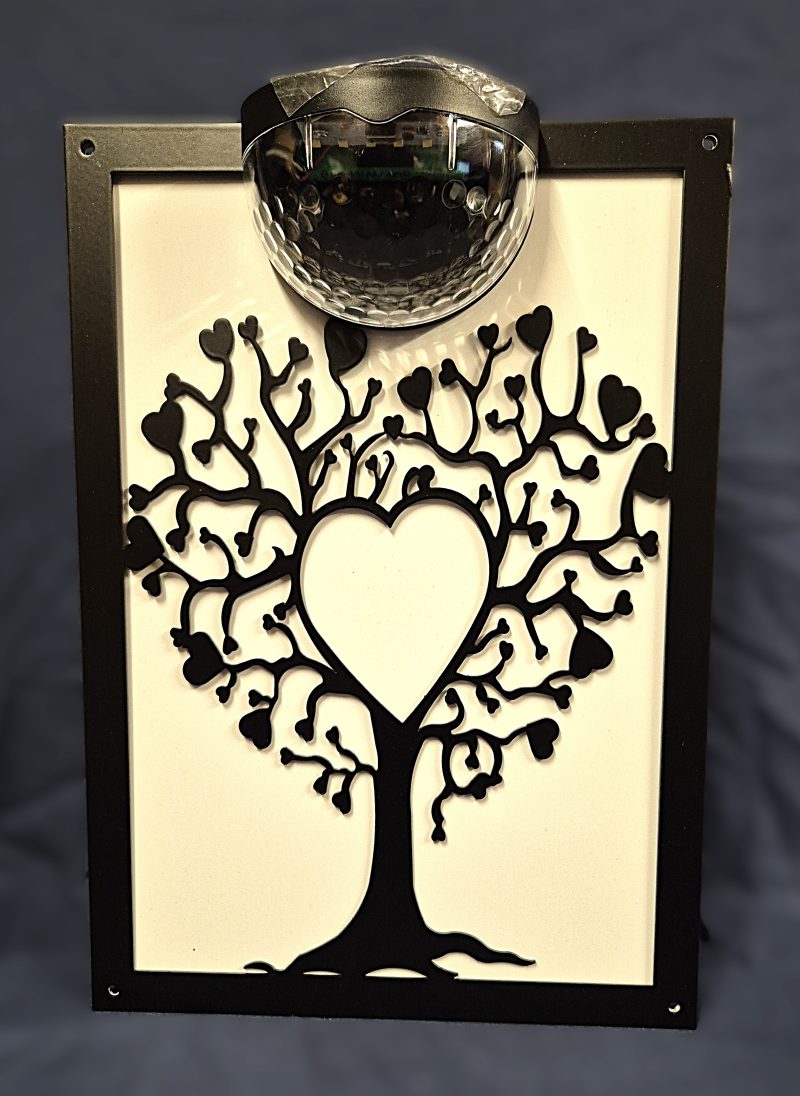 Tree of hearts solar light wall plaque.