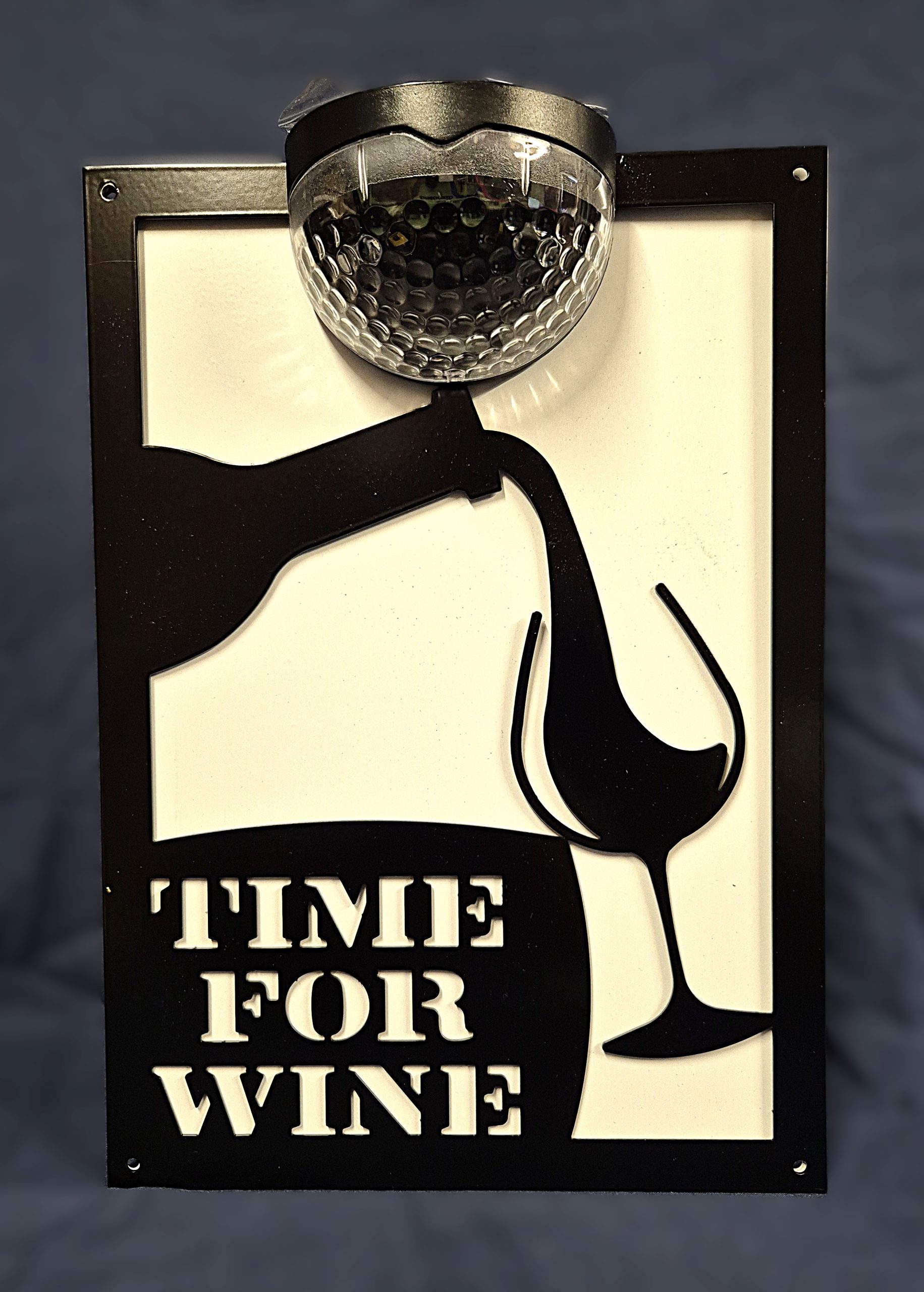 Time for wine solar light wall plaque.