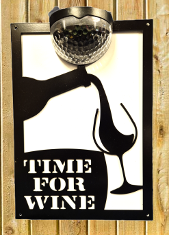 Time for wine solar light wall plaque.