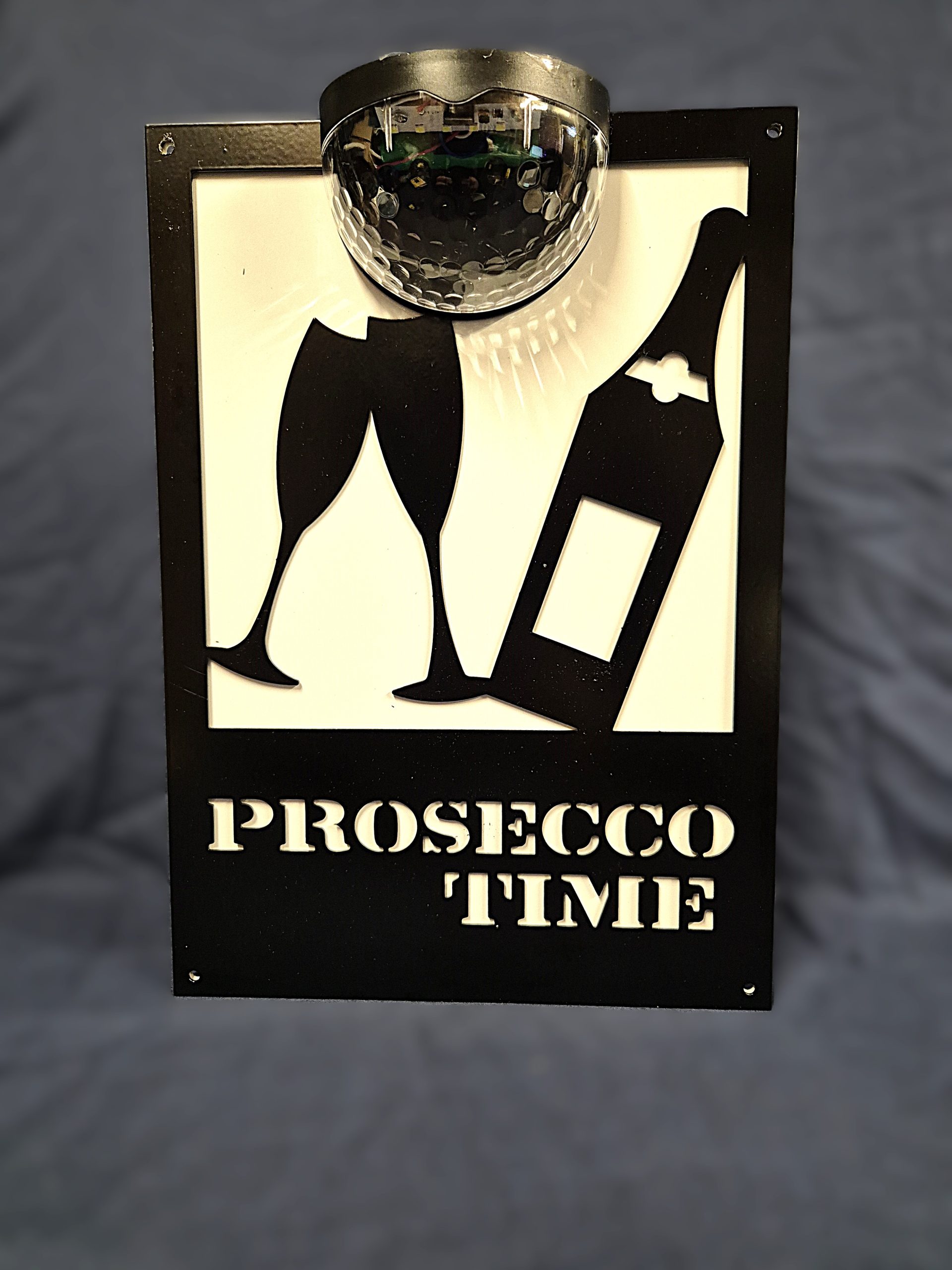 Prosecco time solar light wall plaque.
