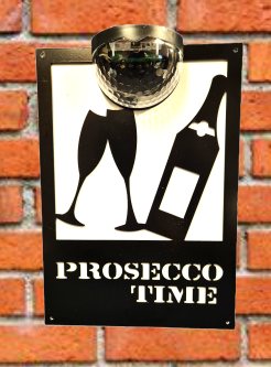 Prosecco time solar light wall plaque.