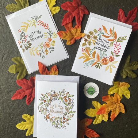 Hand painted watercolour autumn greeting card