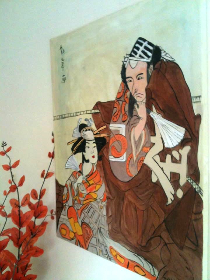 The Actor and the Actress - Original Acrylic on canvas -Japanese - Oriental - Chinese painting