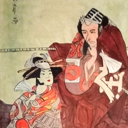 The Actor and the Actress - Original Acrylic on canvas -Japanese - Oriental - Chinese painting