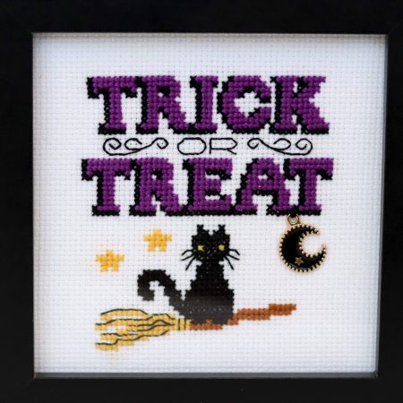 A wooden framed cross stitch - A lovely little gift for yourself or any Halloween lover.