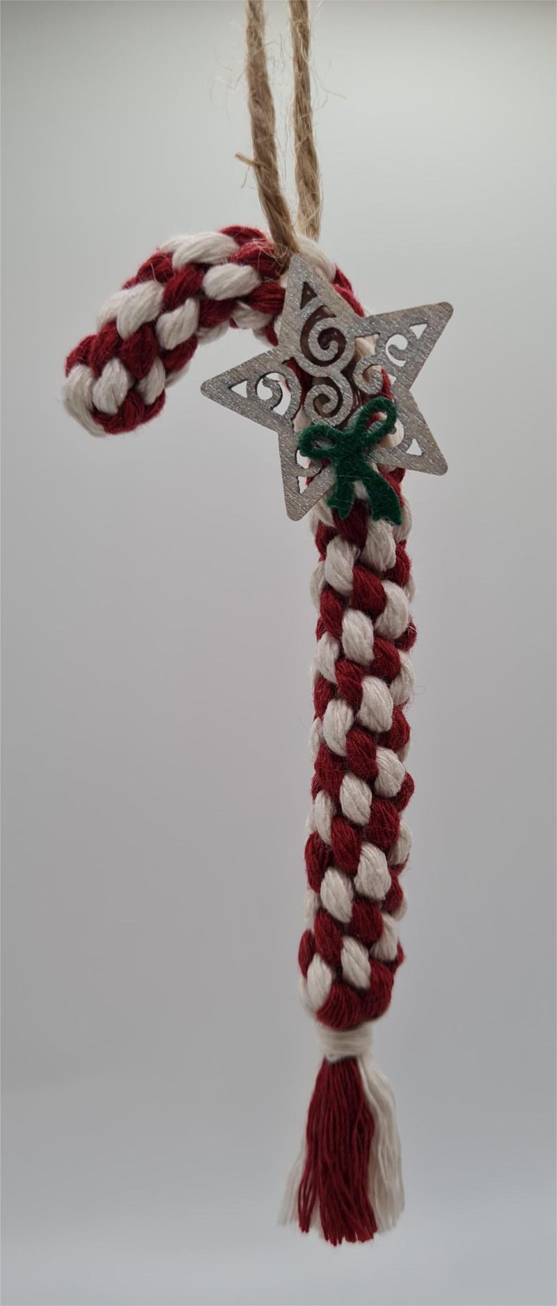Handmade Macrame Candy Cane Ornament