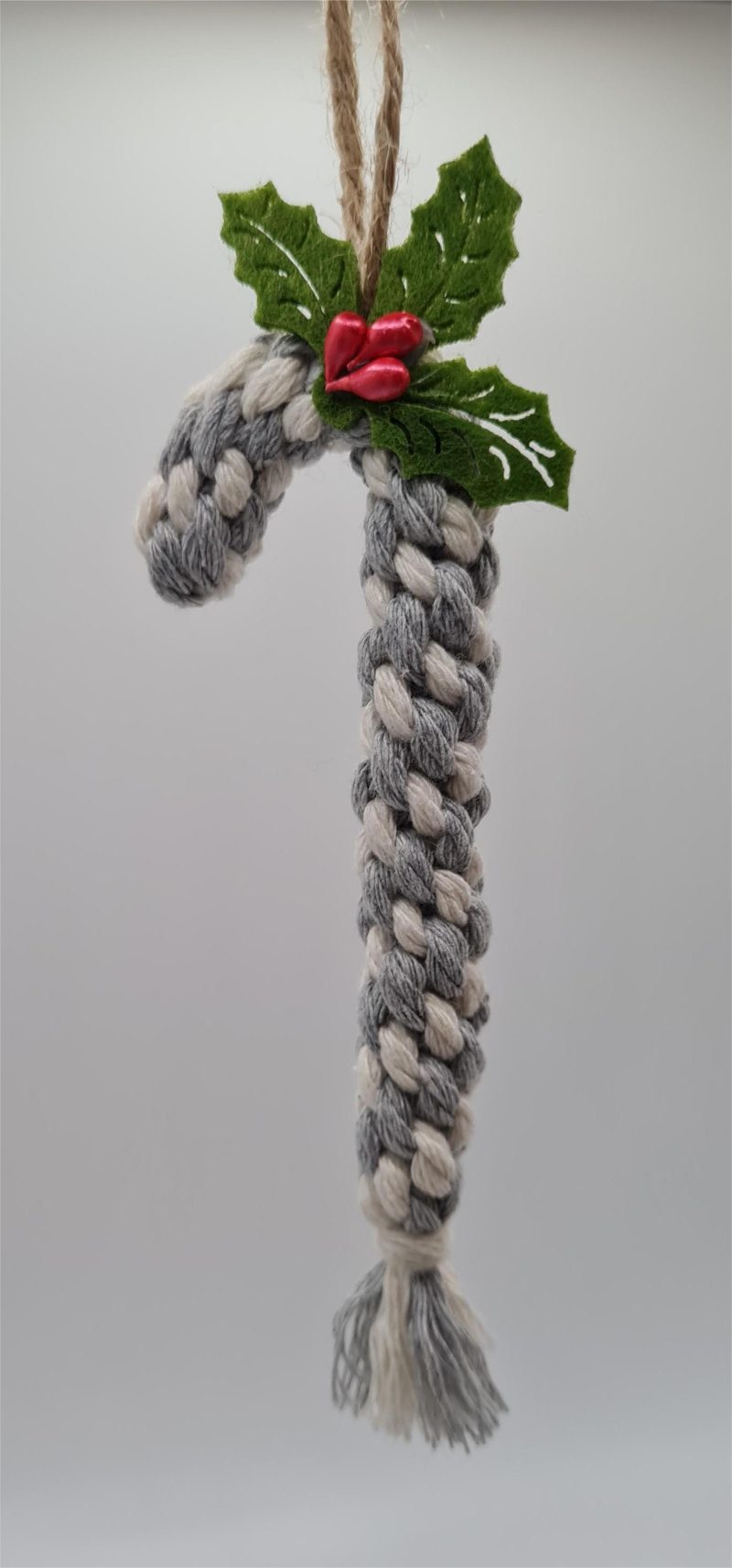 Handmade Macrame Candy Cane Ornament