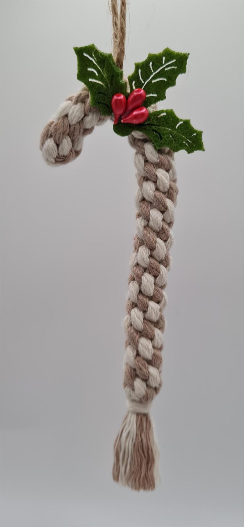Handmade Macrame Candy Cane Ornament