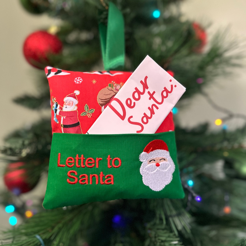 Letter to Santa hanging cushion, Christmas decor, Christmas Eve pillow, Santa print