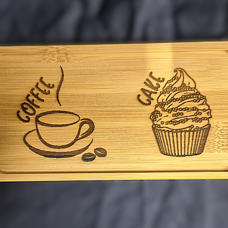 Coffee and cake double coaster tray