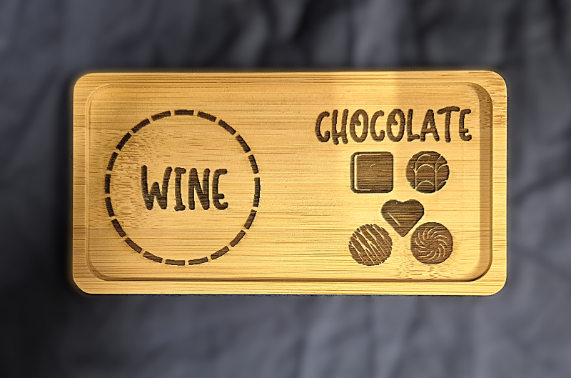 Wine and chocolate double coaster tray
