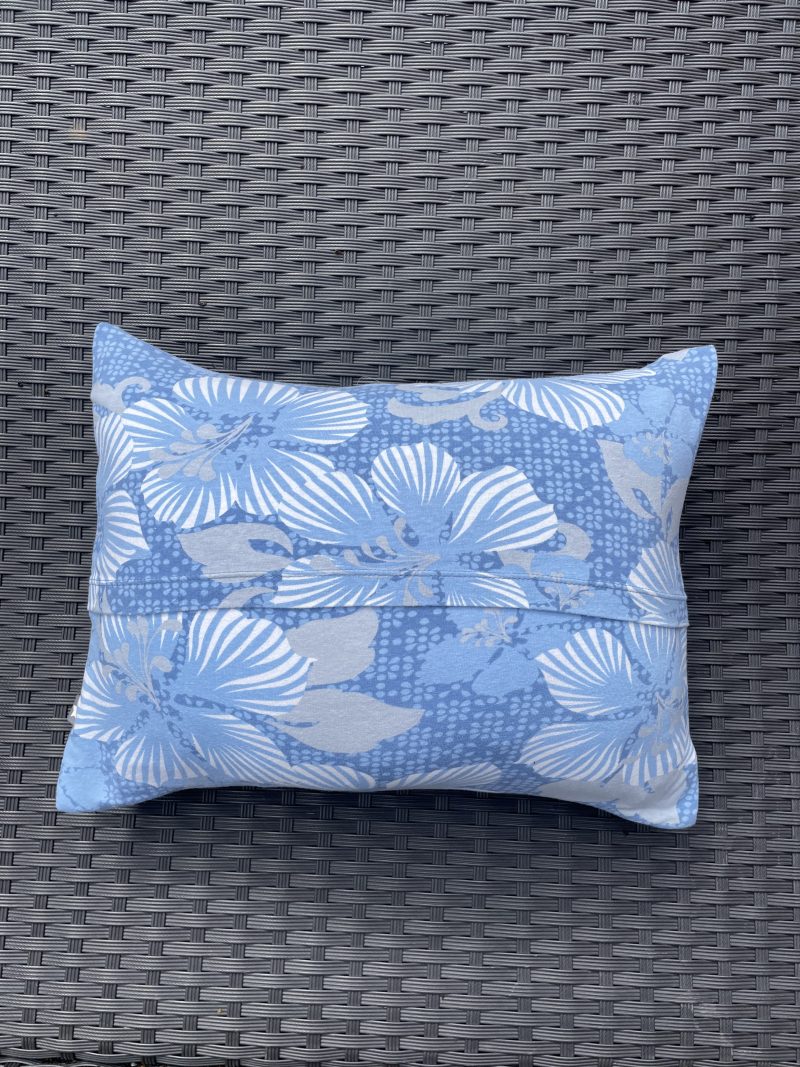 Mini pillow with removable cover ("Blue Hibiscus")