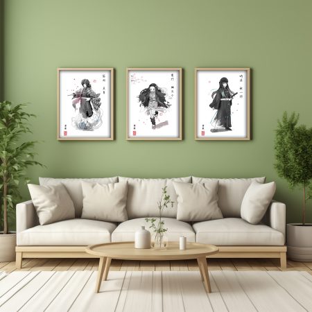 Demon Slayer Poster | Fanart Prints | Sumi-e Japanese Ink brush | mancave living room bedroom gift