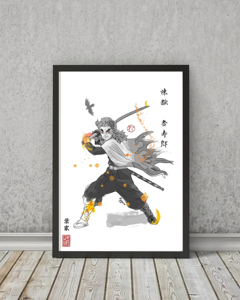 Demon Slayer Poster | Fanart Prints | Sumi-e Japanese Ink brush | mancave living room bedroom gift