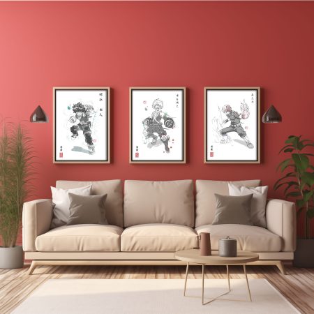 My Hero Academia Prints | Fanart Posters | Sumi-e Japanese Ink brush | mancave living room bed gift