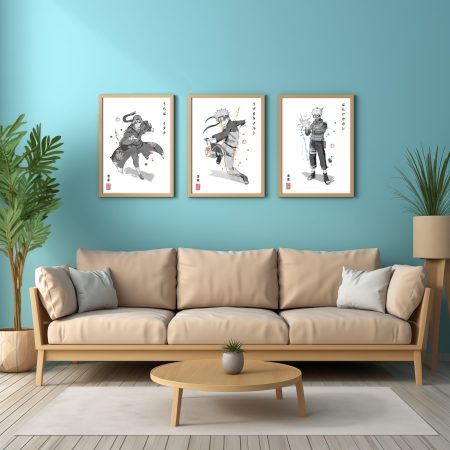 Naruto Prints | Fanart Posters | Sumi-e Japanese Ink brush | mancave living room bed gift