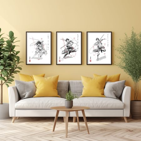Attack on Titan Prints | Fanart Posters | Sumi-e Japanese Ink brush | mancave living room bed gift