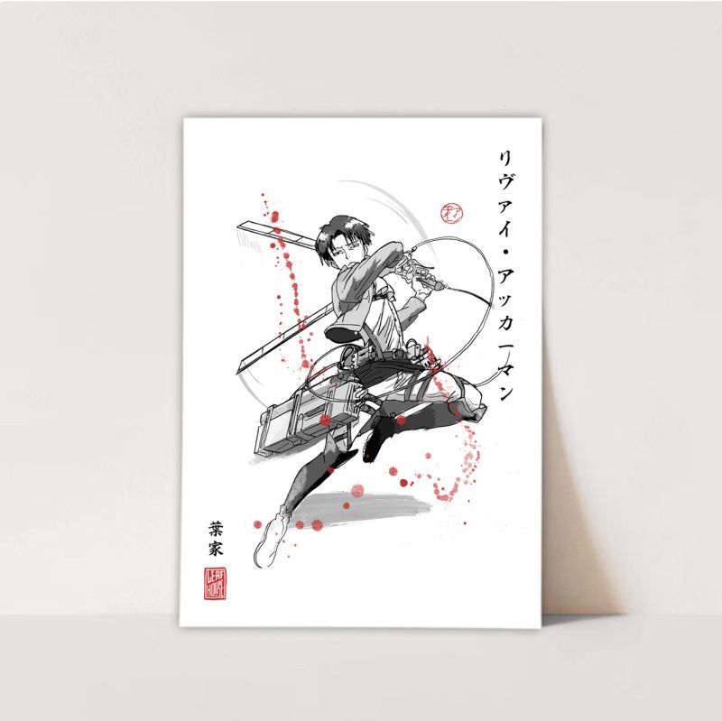 Attack on Titan Prints | Fanart Posters | Sumi-e Japanese Ink brush | mancave living room bed gift