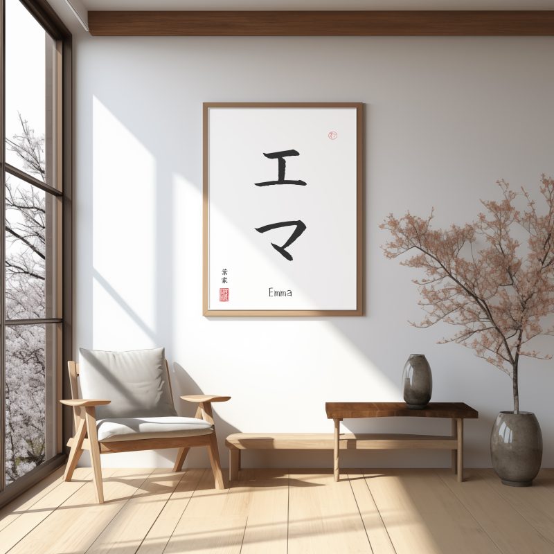 Your Name TRANSLATED into Japanese Calligraphy print - gift decor wall art poster minimalistic