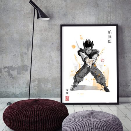 Dragonball Z Prints | Fanart Posters | Sumi-e Japanese Ink brush | office living room bed gift gohan