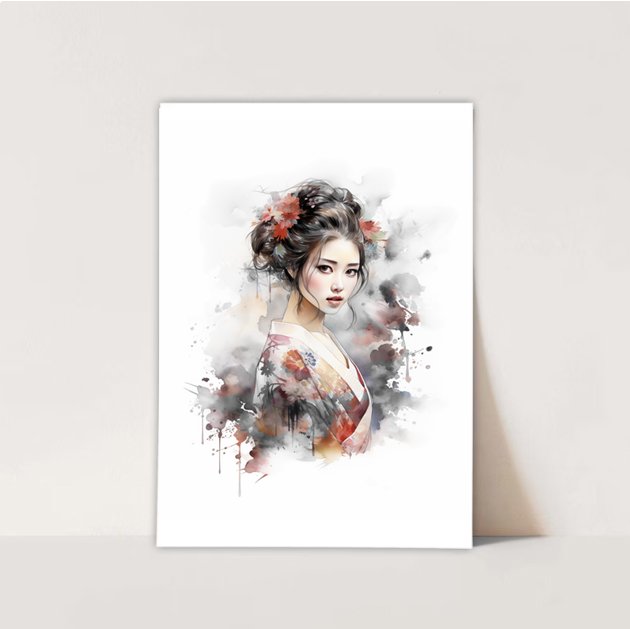 Triptich Prints | Japanese inspired artwork | Geisha | Beautiful illustration painting