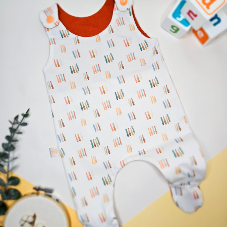 Footed Baby Romper | Watercolour Dashes