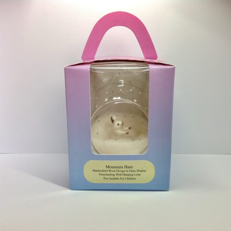 Tiny, Miniature, Needle Felted, Mountain Hare In Winter Snow. Gift Boxed.