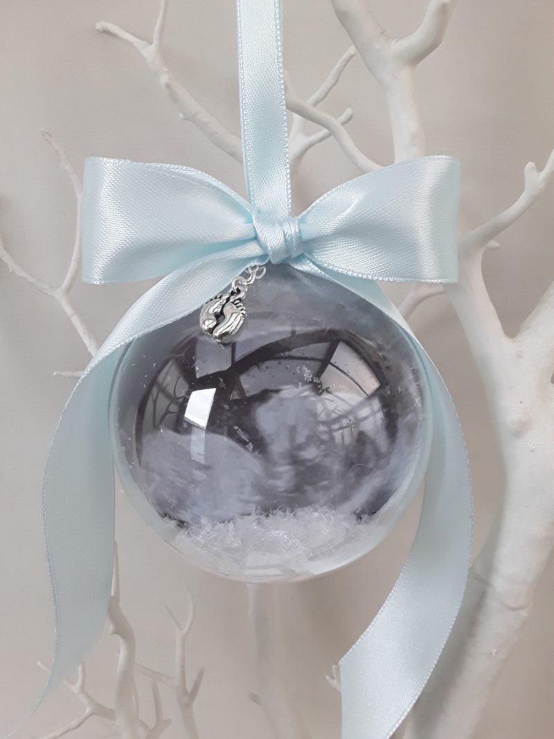 8cm Beautiful Personalised Baby Scan Bauble, Bumps 1st Christmas Bauble
