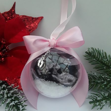 8cm Beautiful Personalised Baby Scan Bauble, Bumps 1st Christmas Bauble