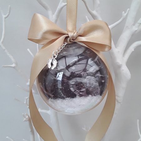 8cm Beautiful Personalised Baby Scan Bauble, Bumps 1st Christmas Bauble
