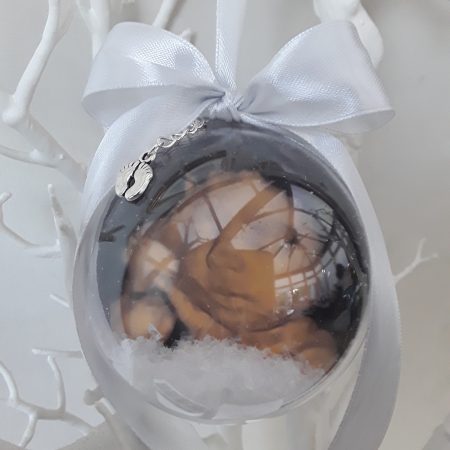 8cm Beautiful Personalised Baby Scan Bauble, Bumps 1st Christmas Bauble