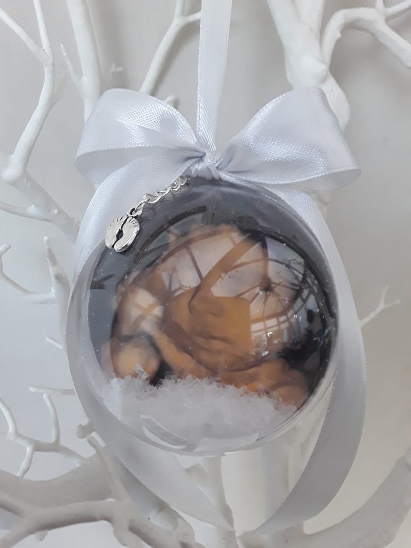 8cm Beautiful Personalised Baby Scan Bauble, Bumps 1st Christmas Bauble