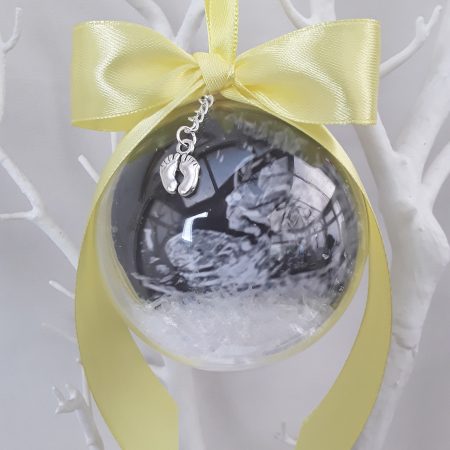 8cm Beautiful Personalised Baby Scan Bauble, Bumps 1st Christmas Bauble