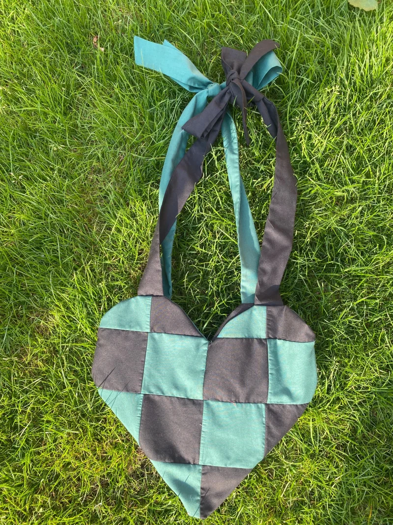 Jack and sally themed heart shaped tote bag with adjustable straps, shoulder bag, cotton canvas