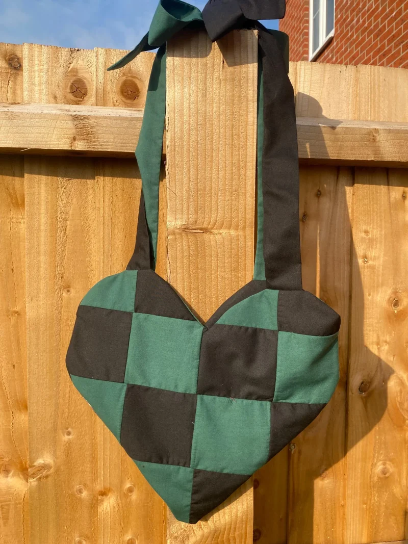 Jack and sally themed heart shaped tote bag with adjustable straps, shoulder bag, cotton canvas