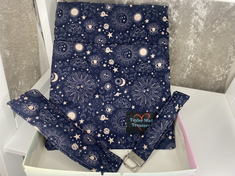 Celestial book sleeve gift set, padded cover for paperback and hardcover book, iPad pocket, gift