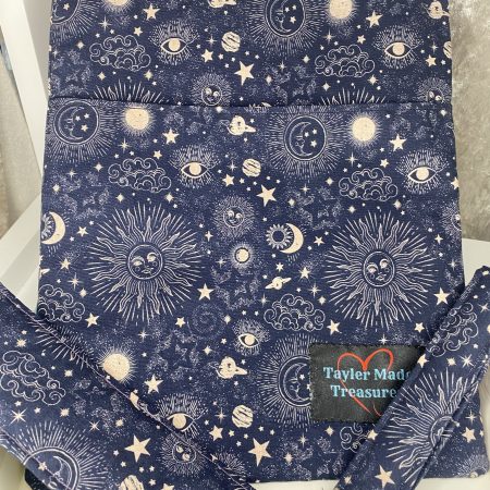 Celestial book sleeve gift set, padded cover for paperback and hardcover book, iPad pocket, gift