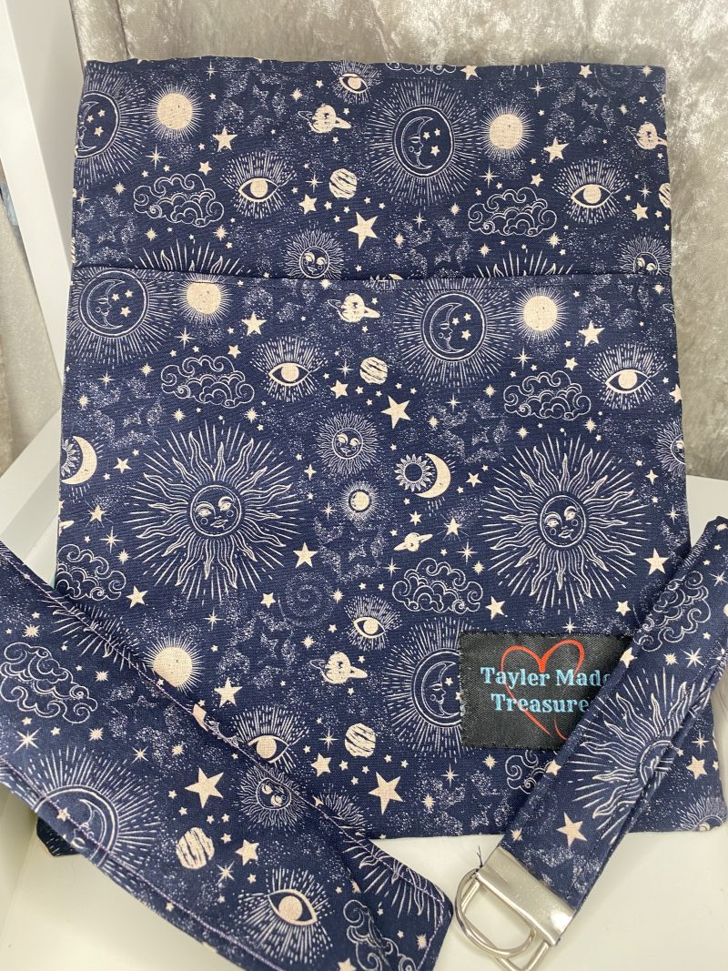 Celestial book sleeve gift set, padded cover for paperback and hardcover book, iPad pocket, gift