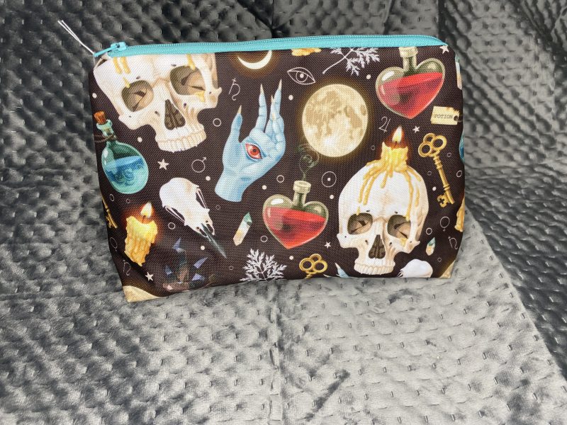 Personalised beauty gift hamper, makeup bag hair bows for her, large gothic witch makeup bag,