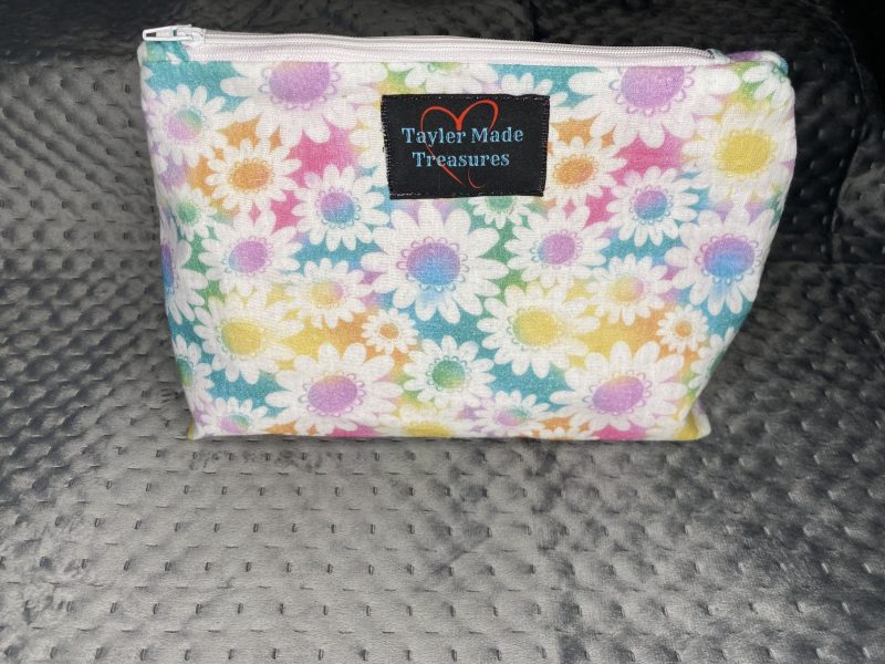 Personalised beauty gift hamper,makeup bag hair bows for her,multicolour flower large makeup bag
