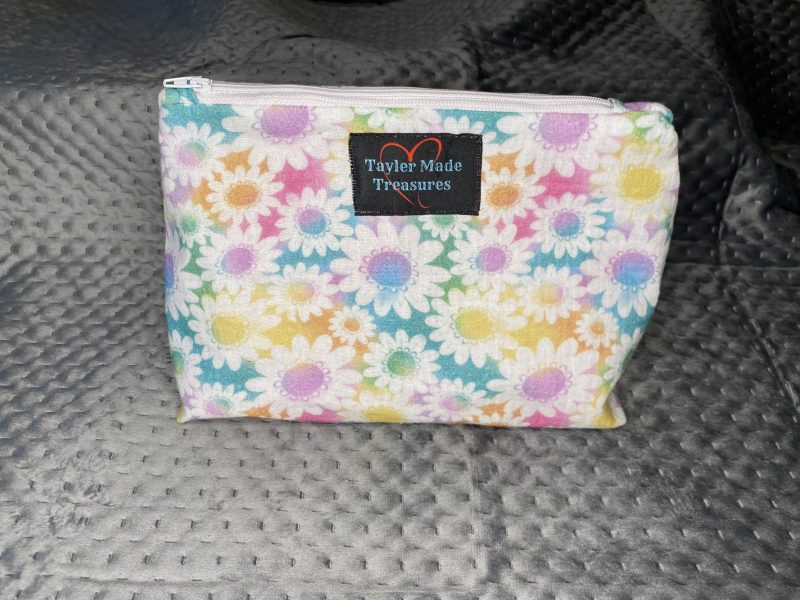 Personalised beauty gift hamper,makeup bag hair bows for her,multicolour flower large makeup bag