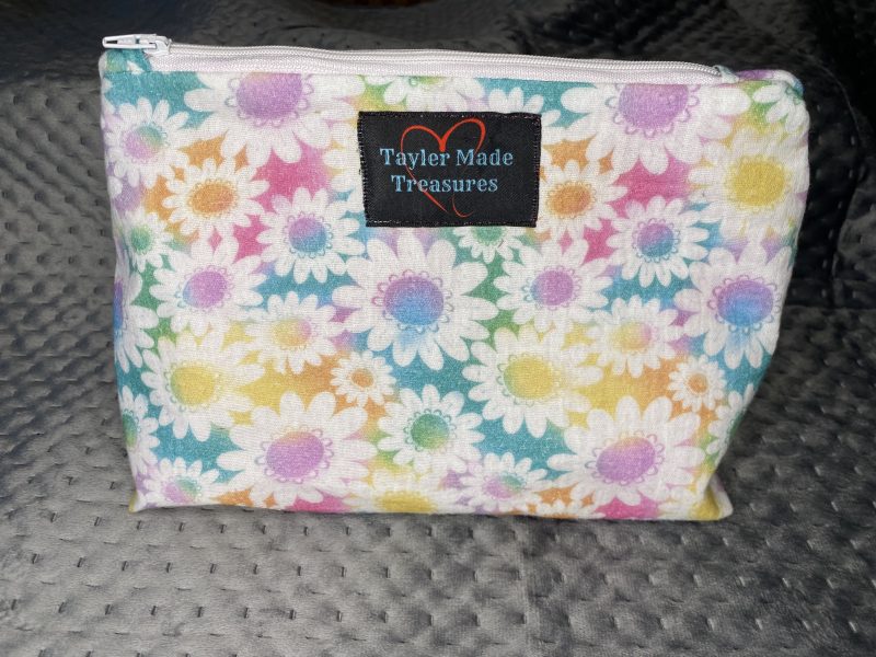 Personalised beauty gift hamper,makeup bag hair bows for her,multicolour flower large makeup bag