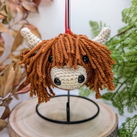 Highland Cow crocheted tree decoration - ready to ship