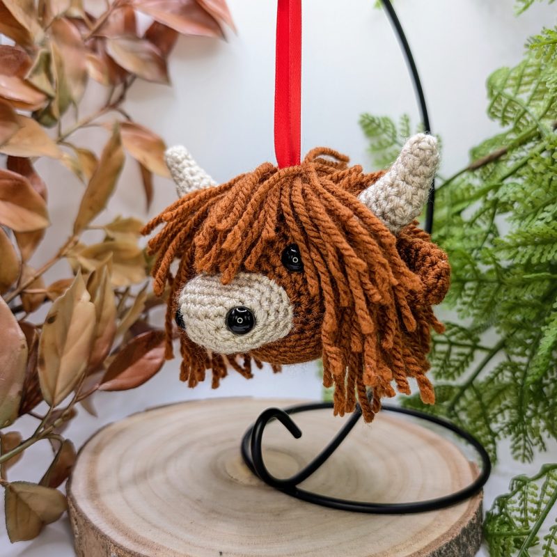 Highland Cow crocheted tree decoration - ready to ship