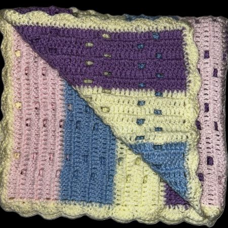 Small Hand Crochet Blanket 56x60cm Multi