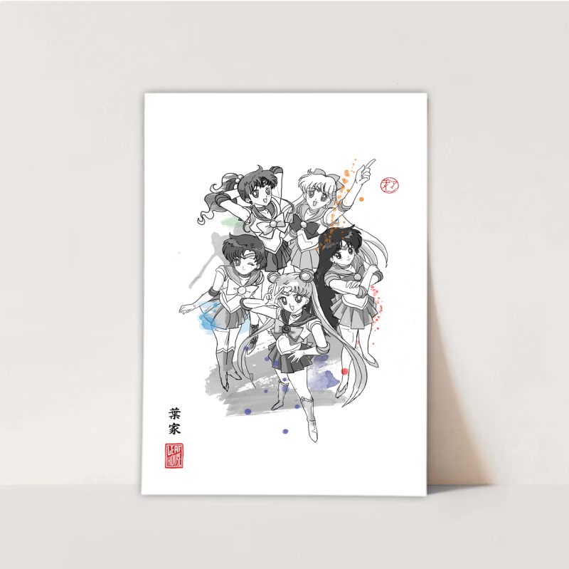 Sailor moon | Fanart Posters | Sumi-e Japanese Ink brush | Usagi Tsukino