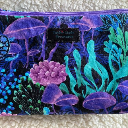 Mushroom coral makeup zipped bag, accessories bag, medicine bag, travel makeup bag, cosmetic bag