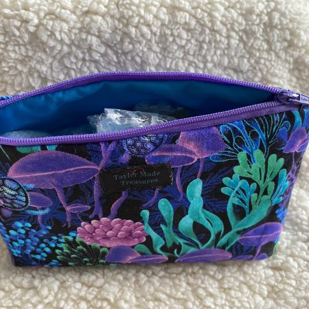 Mushroom coral makeup zipped bag, accessories bag, medicine bag, travel makeup bag, cosmetic bag