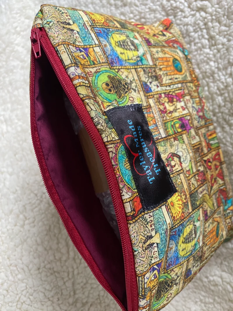 Tarot card makeup zipped bag, accessories bag, wash bag, medicine bag, witch travel makeup bag