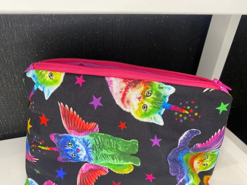 Cat unicorn makeup zipped bag, accessories bag, wash bag, medicine bag, travel makeup bag, cosmetic